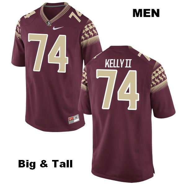 Men's NCAA Nike Florida State Seminoles #74 Derrick Kelly II College Big & Tall Red Stitched Authentic Football Jersey VQS5469SI